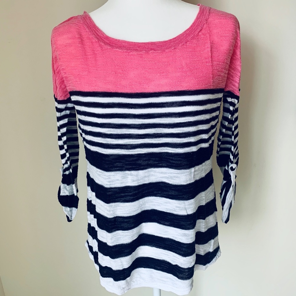 Express 3/4 Sleeve Striped Shirt